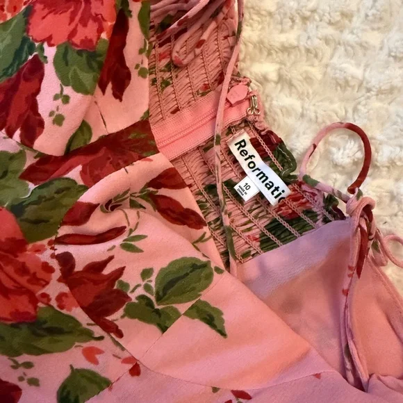 Reformation Juliette Pink Floral Midi Dress, Size 10 - Picture 6 of 6